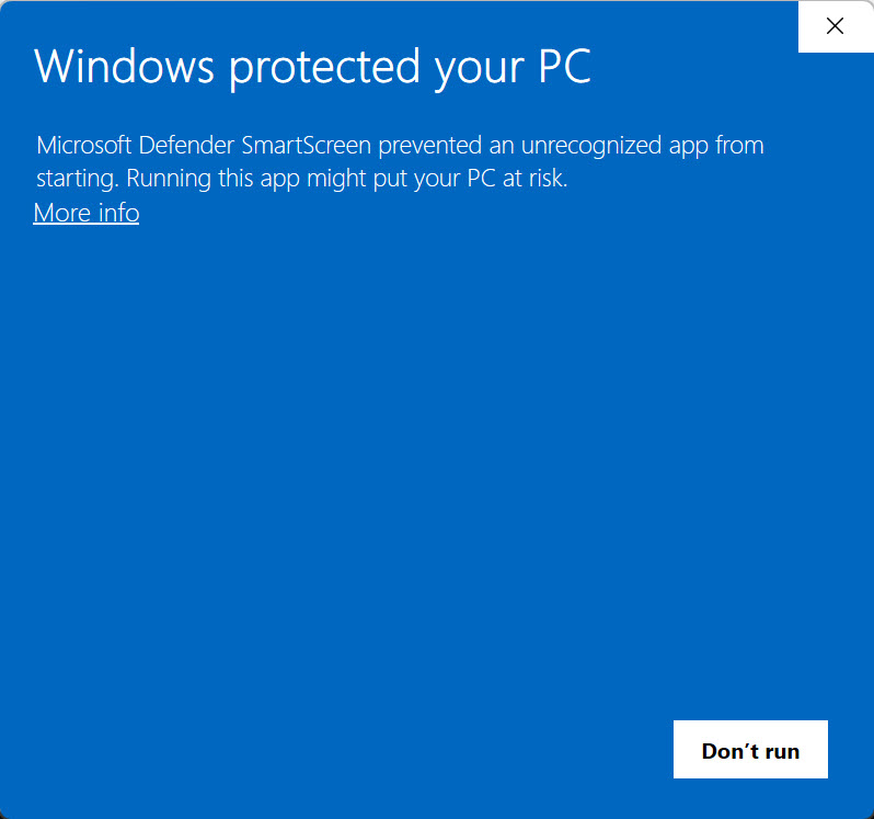 Microsoft Defender SmartScreen Warning 1
