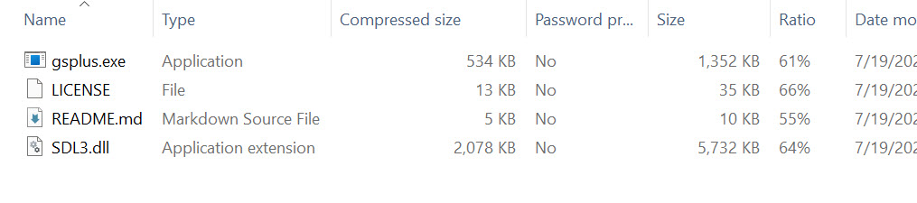 GSPlus zip file contents