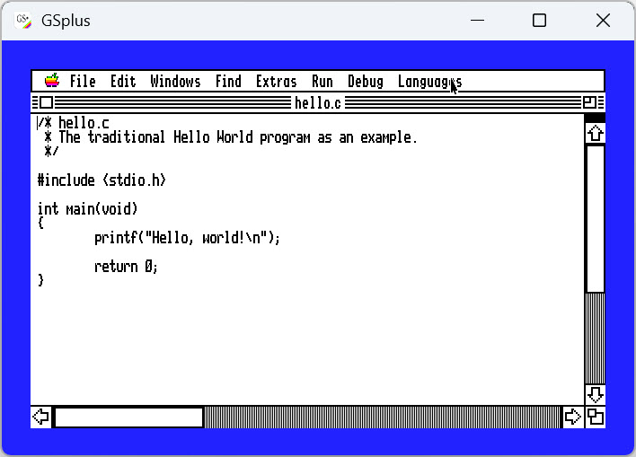 Hello, world source code